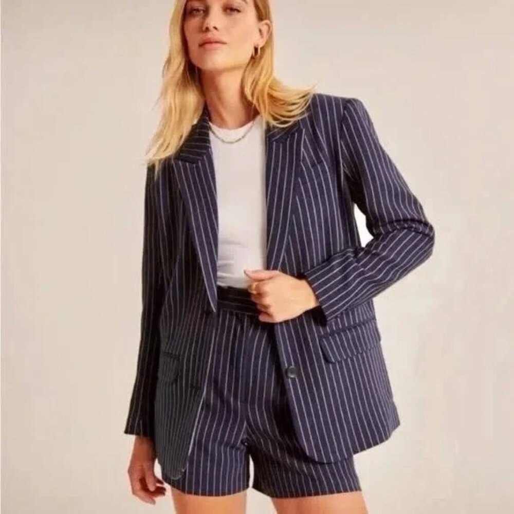 Abercrombie & Fitch Size XL Blue Pinstripe Blazer Oversized NWT